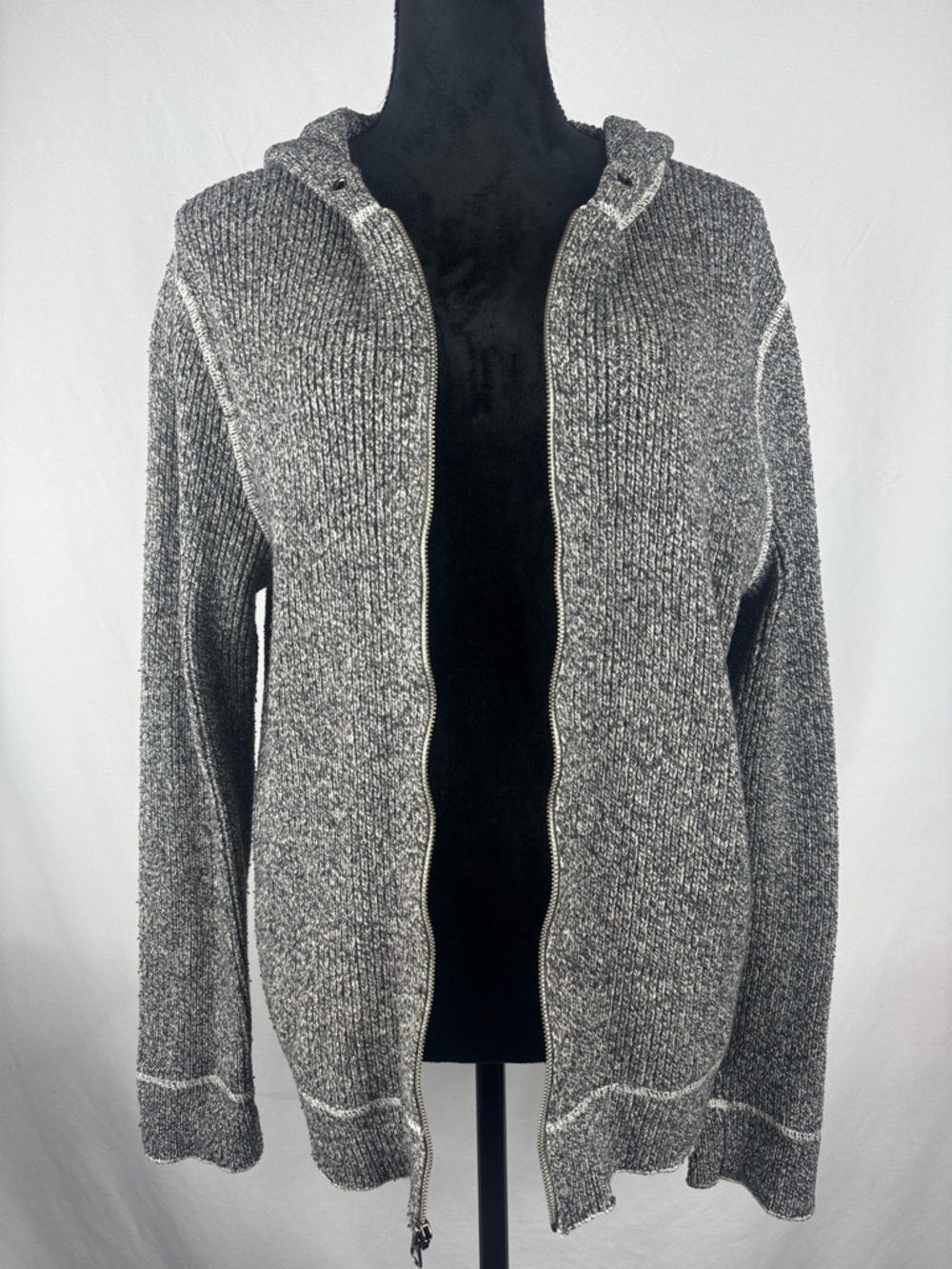 GAP Gray Hooded Zip-Up Sweater Cardigan - Picture 5 of 8
